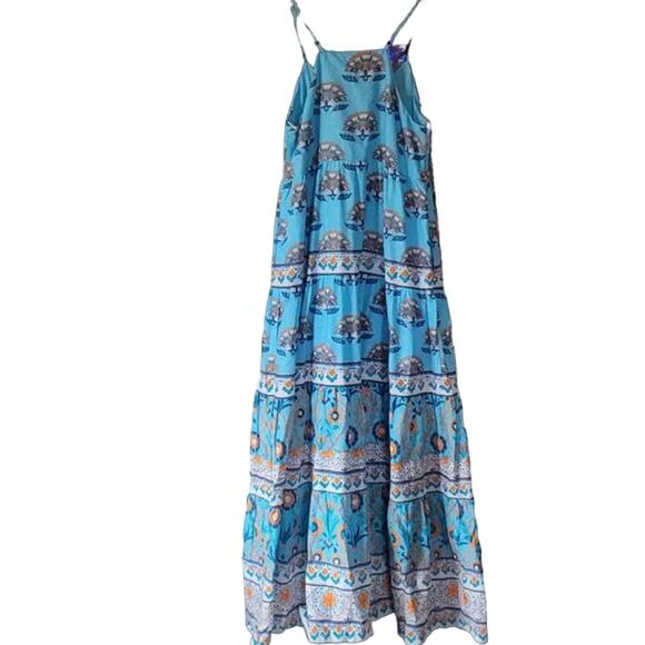 New Anthropologie Celina Moon Harriet Maxi Dress $199 SMALL Boho Blue Tasseled - Picture 6 of 7